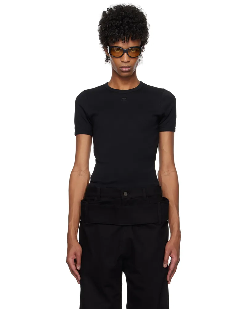 Courrèges Black Signature Contrast T-shirt 9999