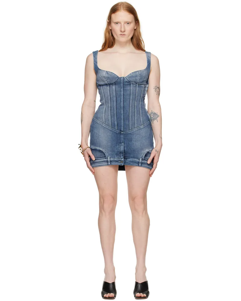 OFF-WHITE Blue Upside Down Denim Minidress Wash