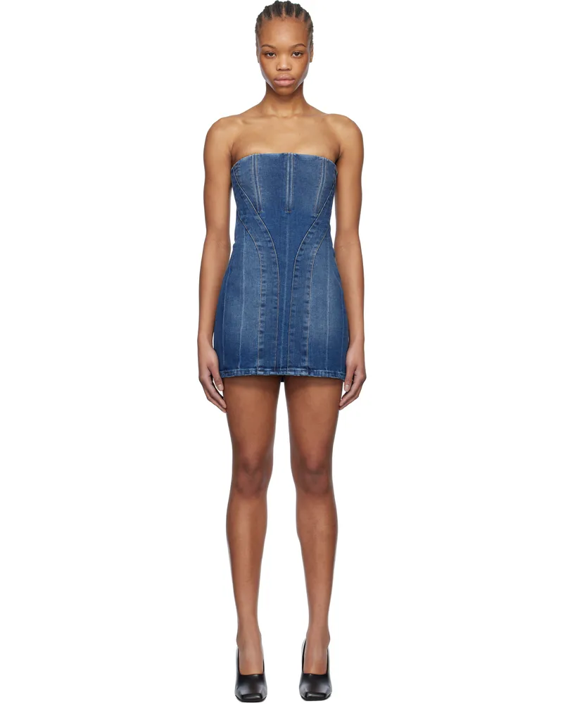 Mônot Blue Bustier Denim Minidress Blue