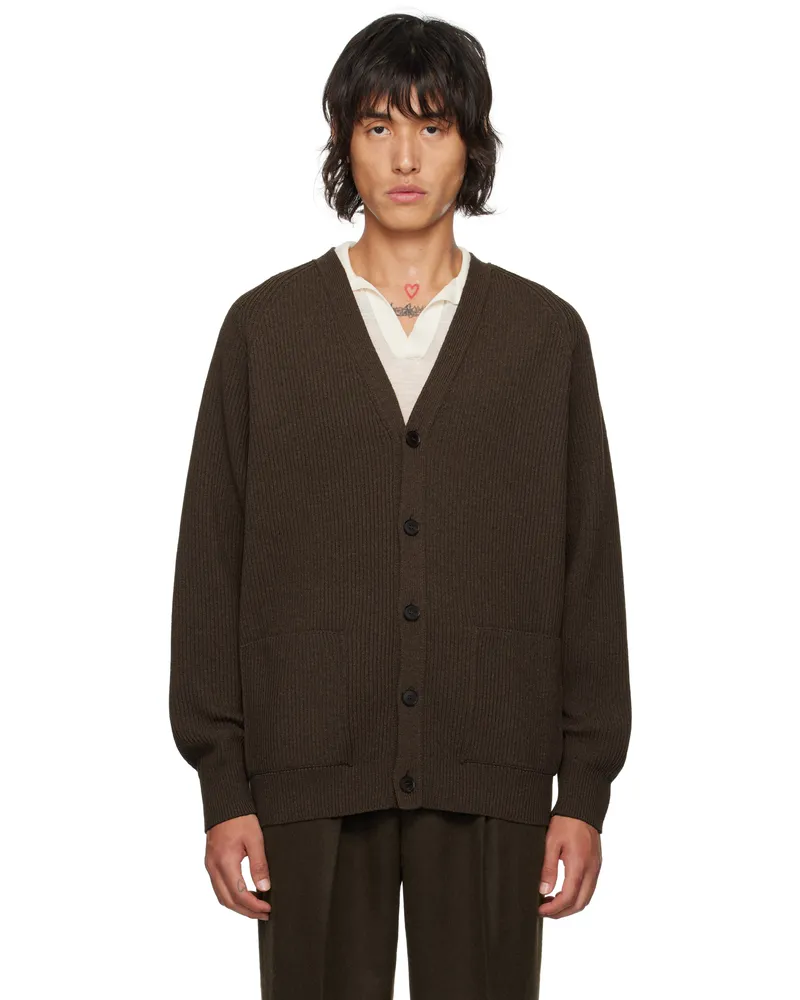 AURALEE Brown Super Fine Wool Cardigan Top