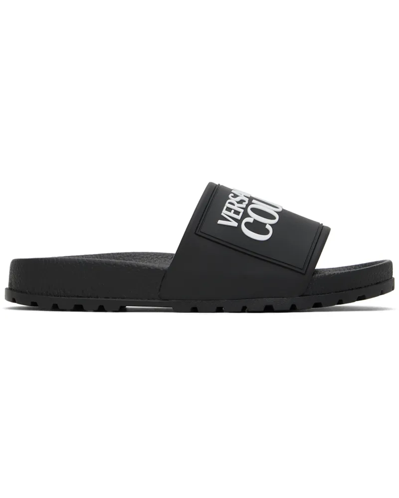 Versace Jeans Black Embossed Pool Slides E899