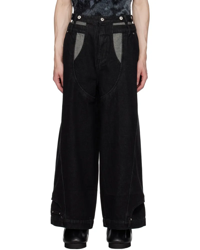 Feng Chen Wang Black Paneled Jeans Black