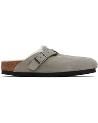 Birkenstock Gray Regular Boston Shearling Slip-On Loafers Stone