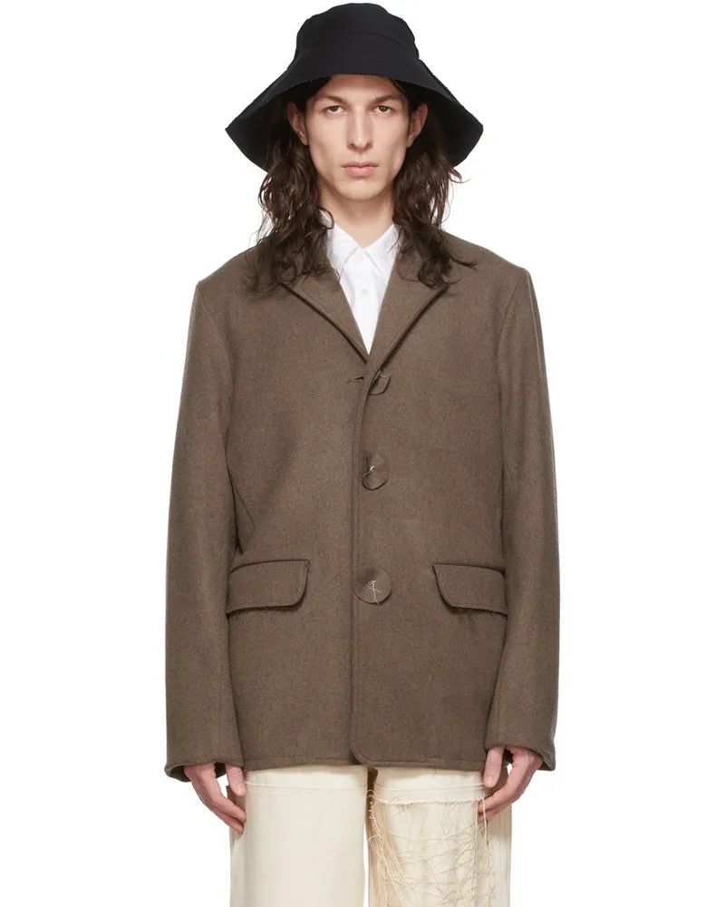 AIREI SSENSE Exclusive Brown Wool Blazer Brown