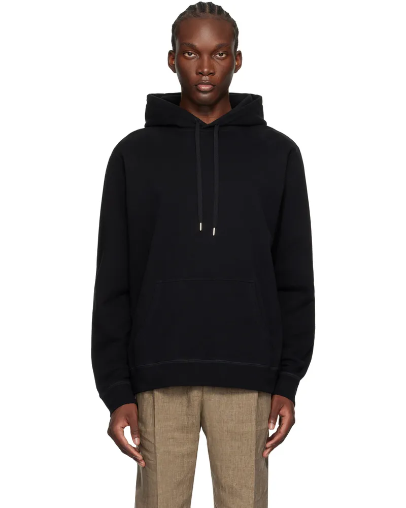 Sunspel Black Loopback Hoodie Black