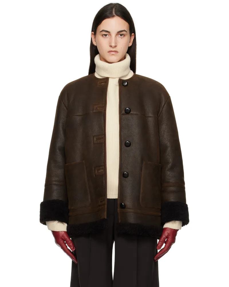 Max Mara Brown Borbone Shearling Jacket 001