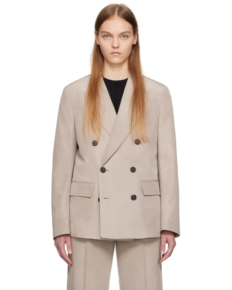 UMBER POSTPAST Beige Double-Breasted Blazer Beige