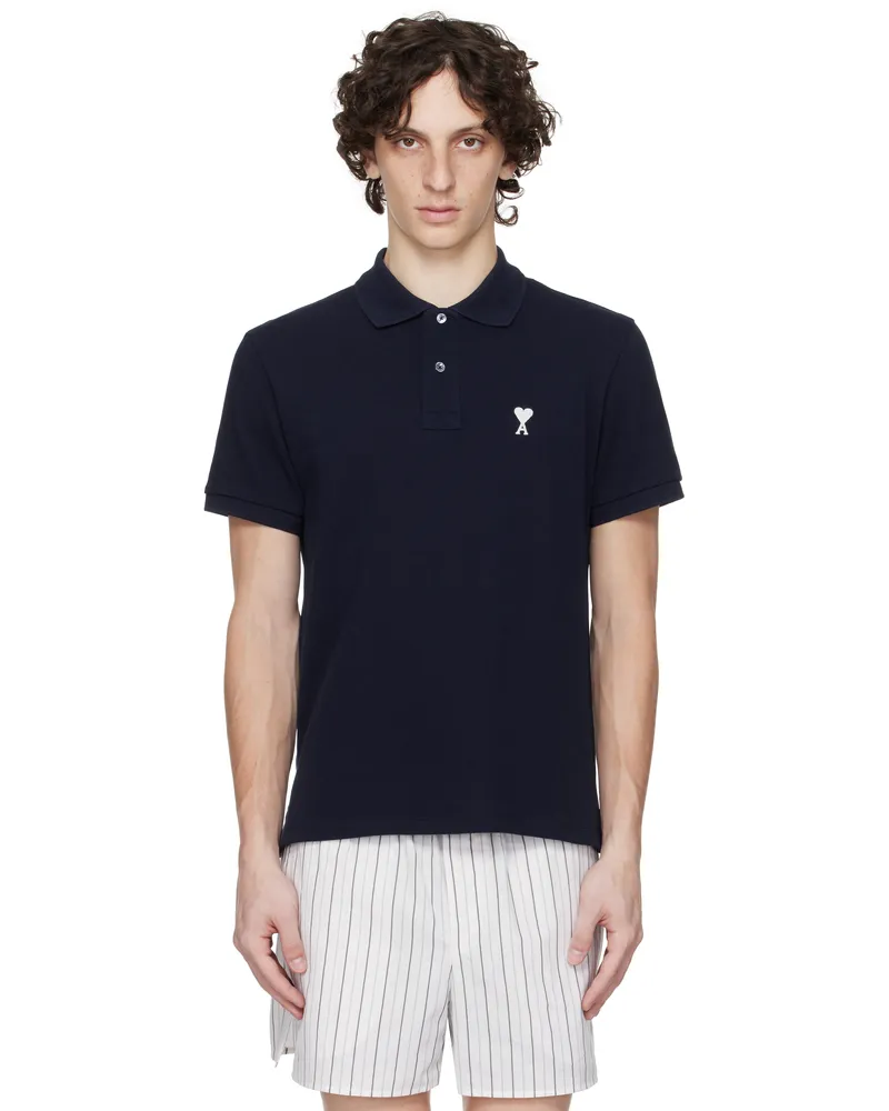 AMI Paris Navy Cotton Ami de Coeur Polo 430