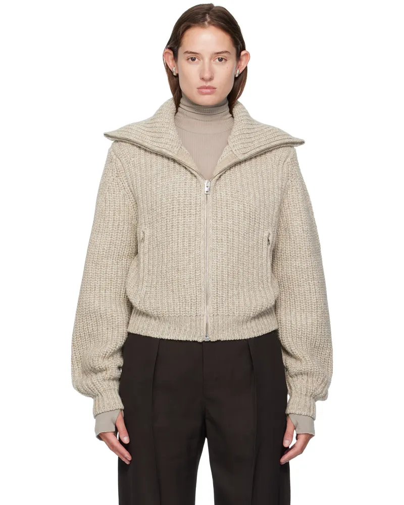 Christophe Lemaire Beige Zipped Cardigan Sweater Mu212