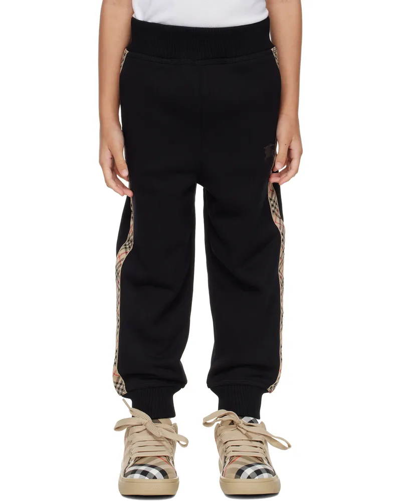 Burberry Kids Black Check Tape Sweatpants Black