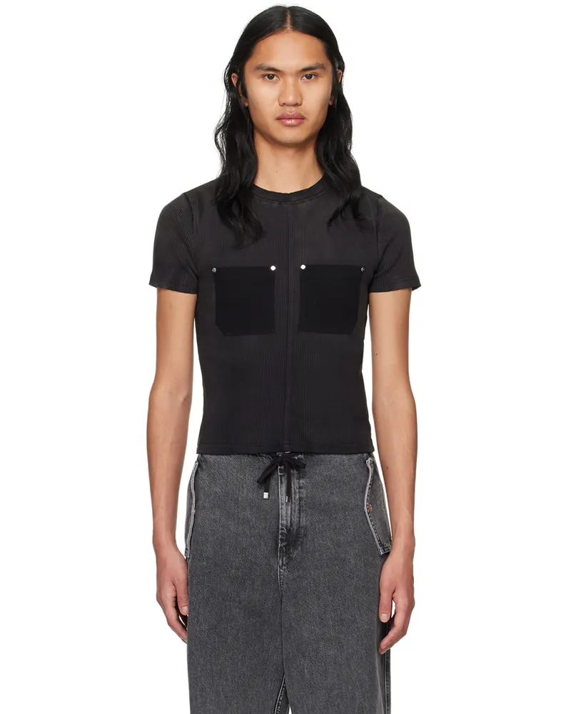 Dion Lee Black Sprayed Shrunken Rivet T-Shirt Washed
