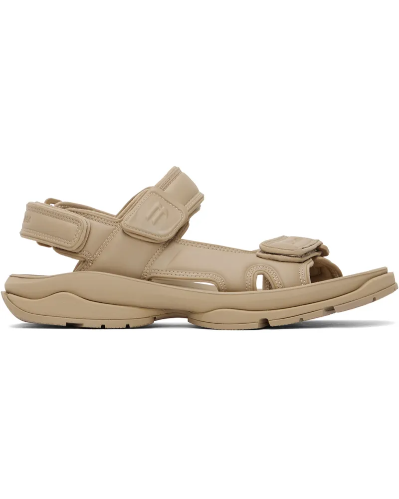 Balenciaga Taupe Faux-Leather Tourist Sandals Taupe