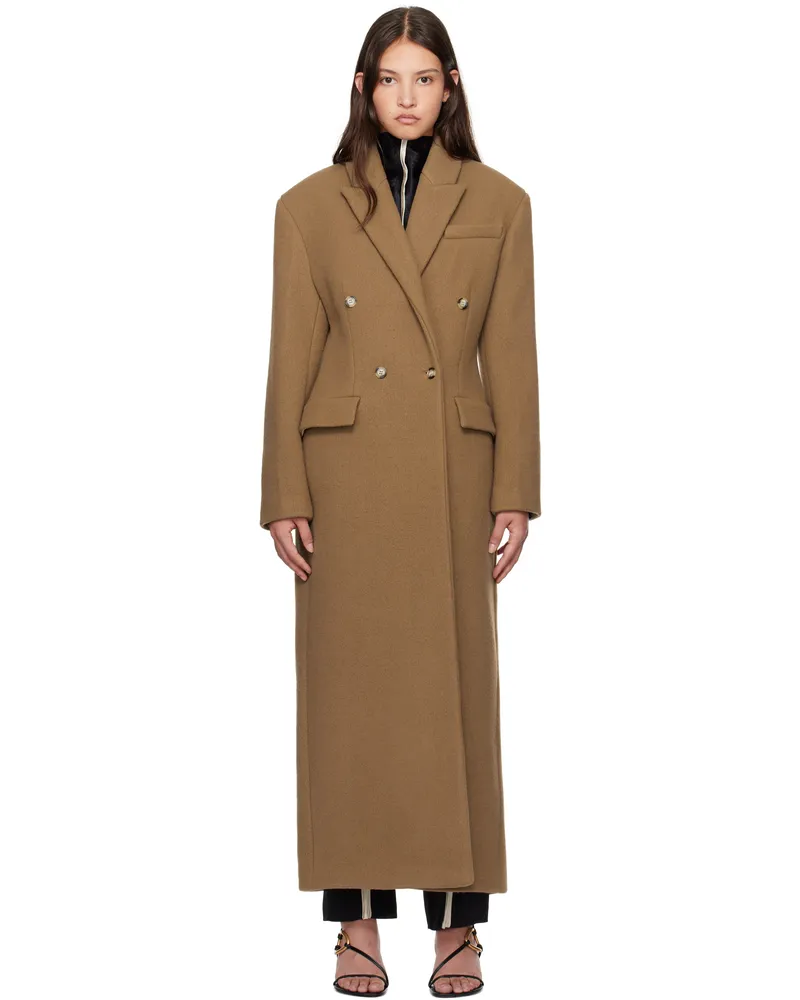 Nanushka Tan Ferris Coat Walnut