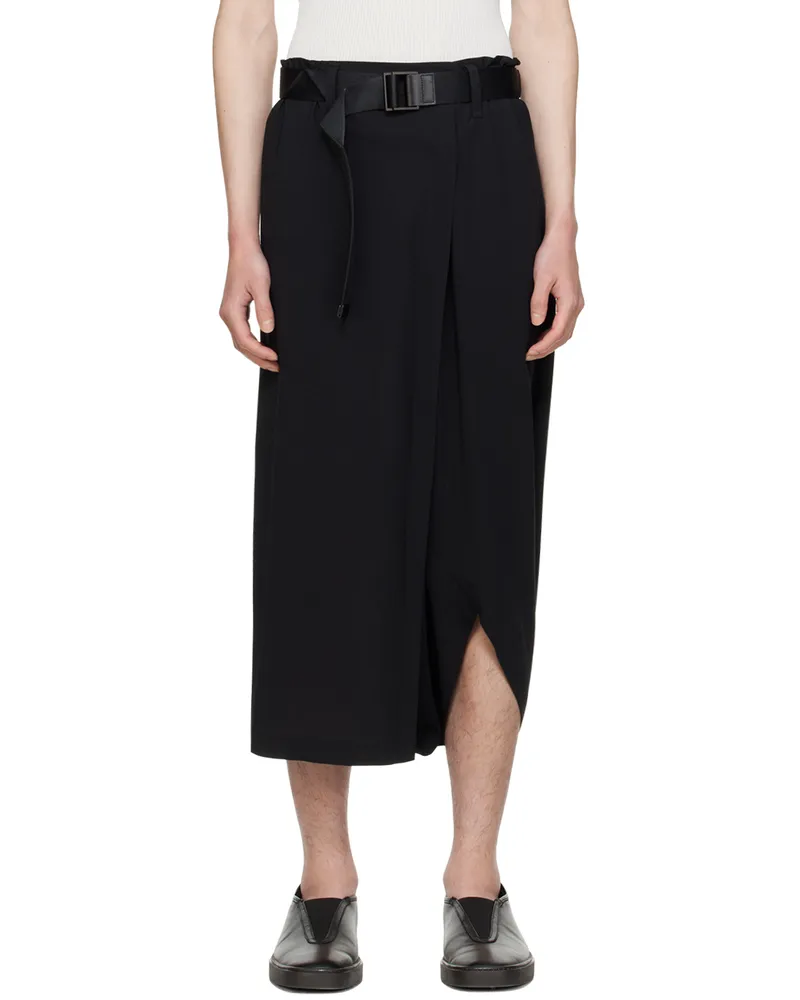 Issey Miyake Black Seamless Bottoms Basic Trousers 15-black
