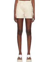 Stella McCartney Off-White Lace-Up Denim Shorts Ecru