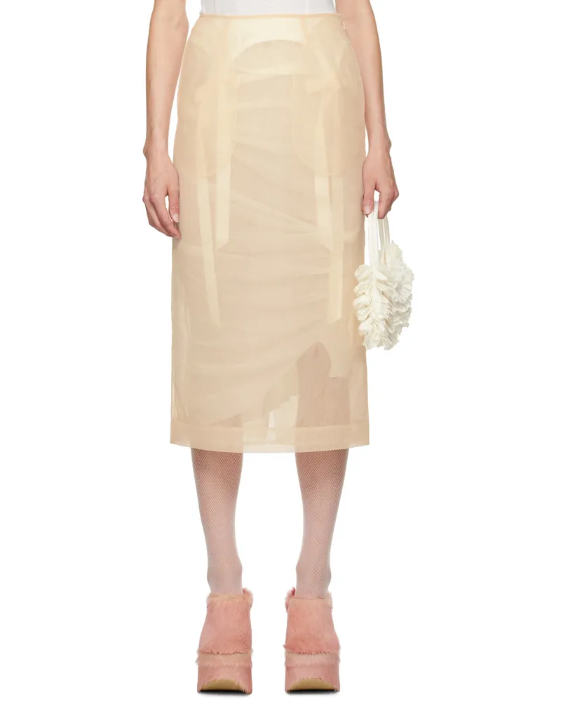 Simone Rocha Beige Pencil Midi Skirt Nude