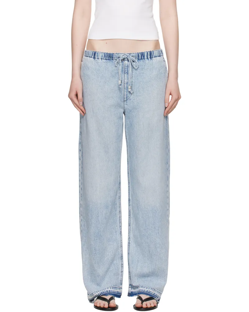 Rag & Bone Blue Featherweight Logan Wide-Leg Beach Jeans Kierra