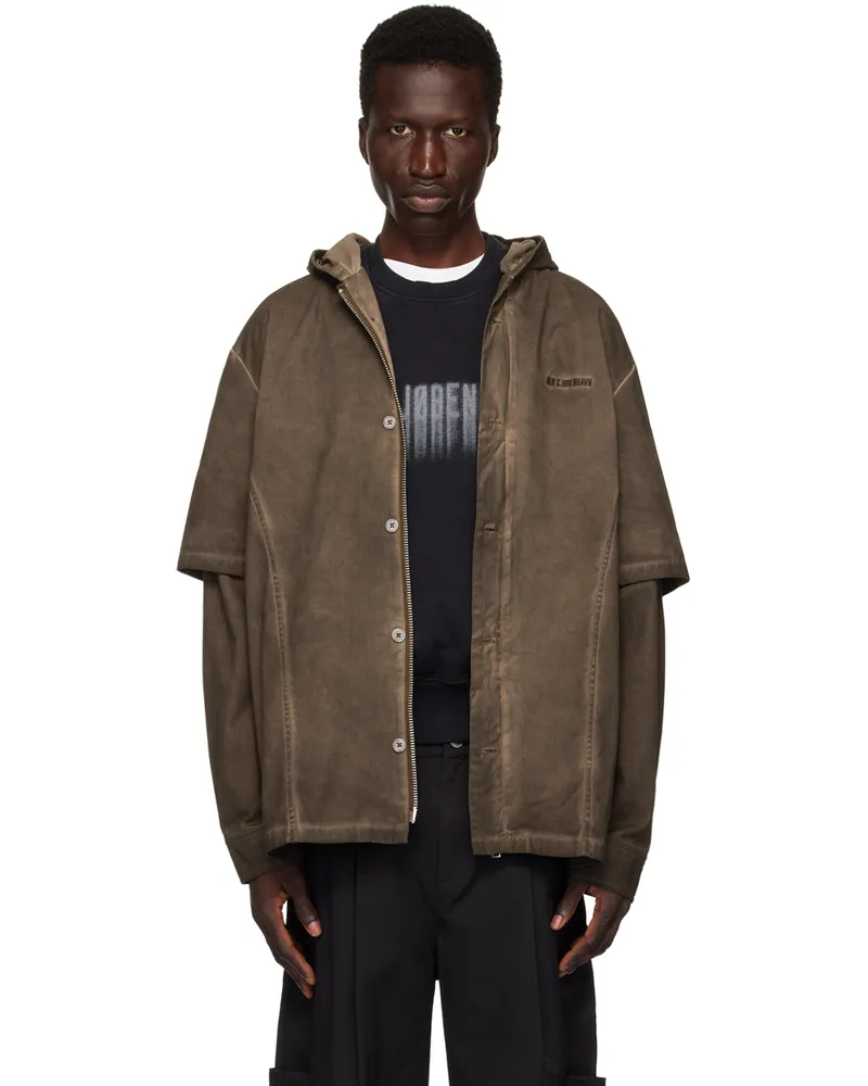 Han Kjøbenhavn Brown Washed Layered Denim Hoodie Brown
