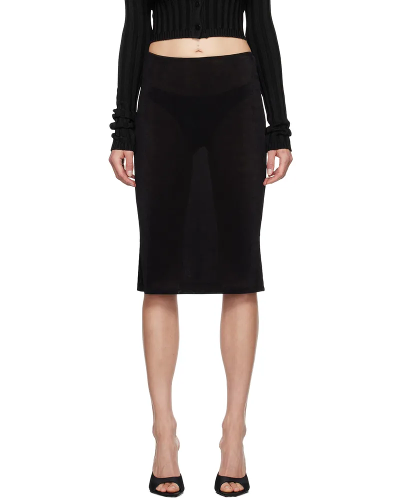GUIZIO Black Selene Midi Skirt Black