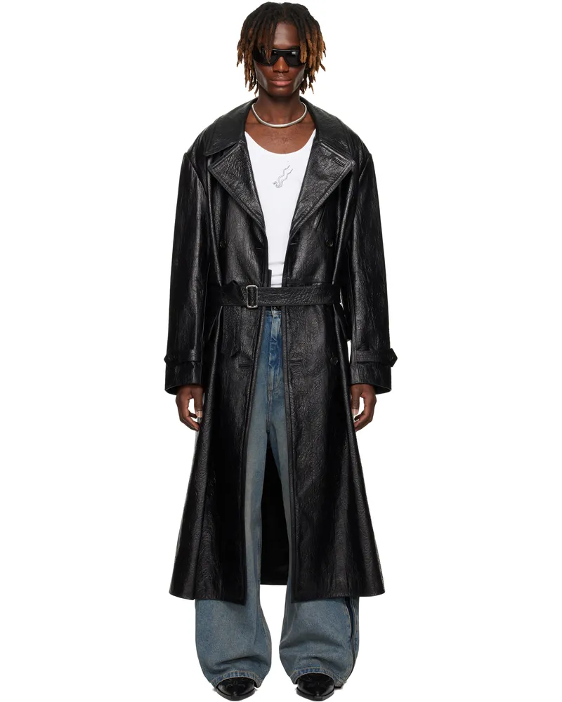 LU'U DAN Black Jiman Leather Coat Elephant