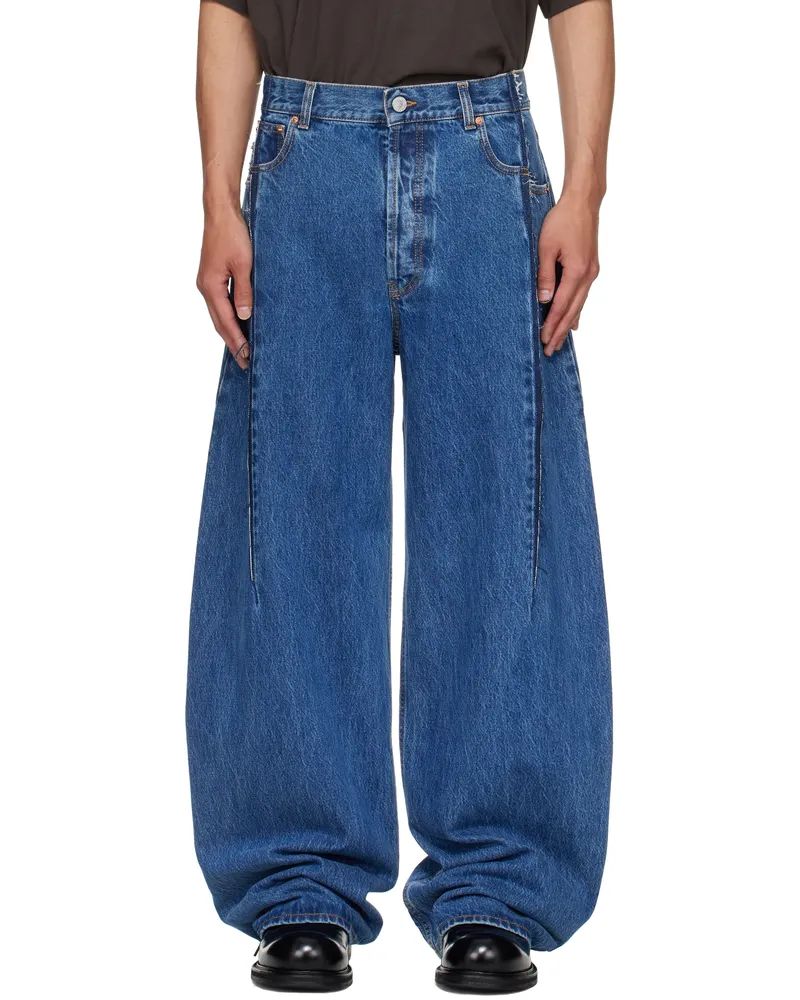 VETEMENTS Blue Cut Reconstructed Jeans Blue