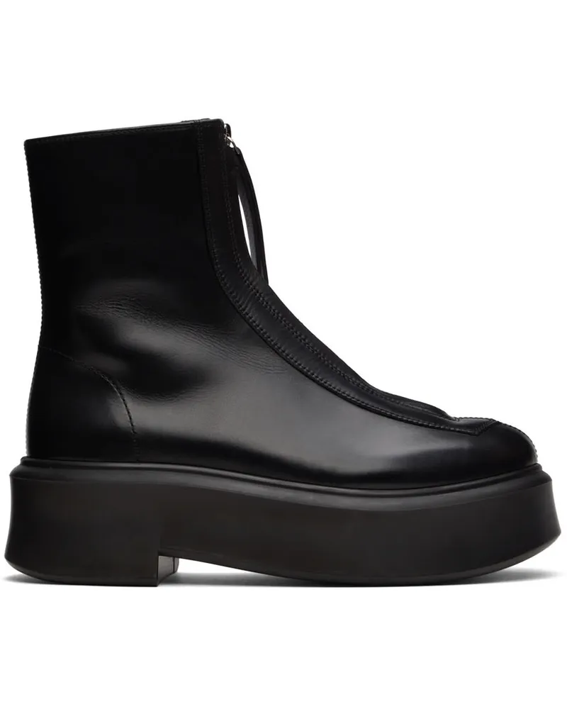 The Row Black Zipped I Ankle Boots Black