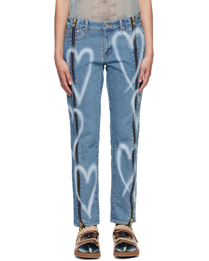 Doublet Blue Zip-Up Jeans Indigo