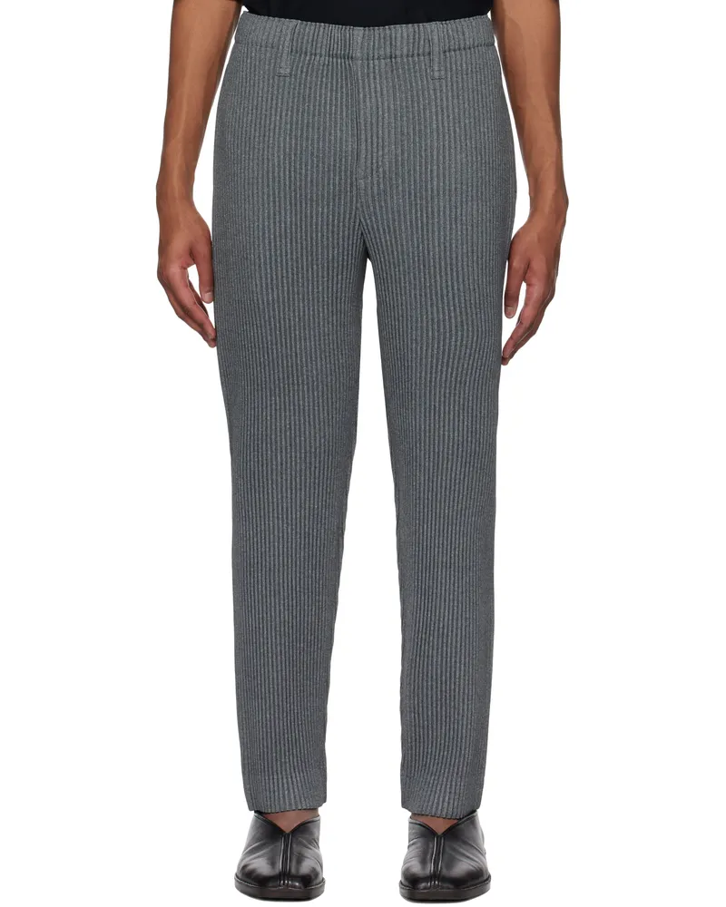 Issey Miyake Gray Wool Like Light Trousers 12-gray