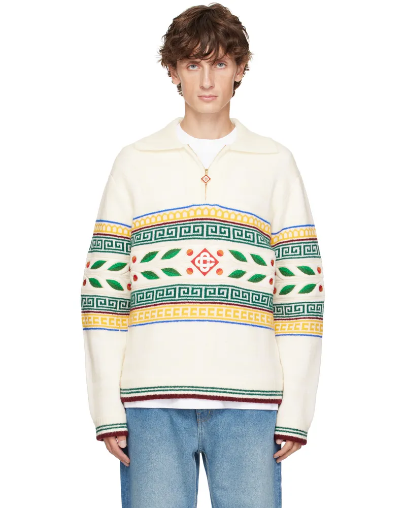 Casablanca Paris White Laurel Olympique Sweater Les