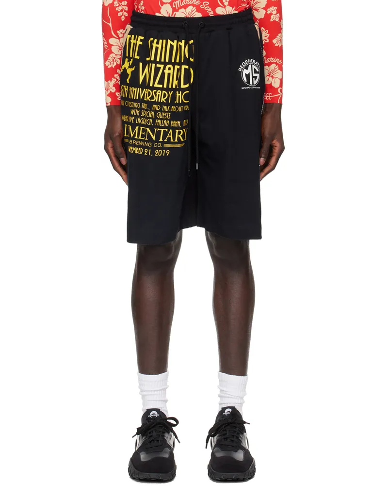 Marine Serre Black Regenerated T-Shirt Shorts Bkblack