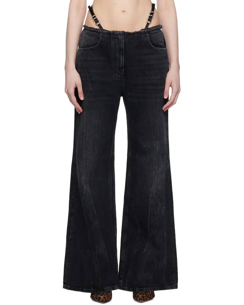 Givenchy Black Voyou Belt Jeans 001-black