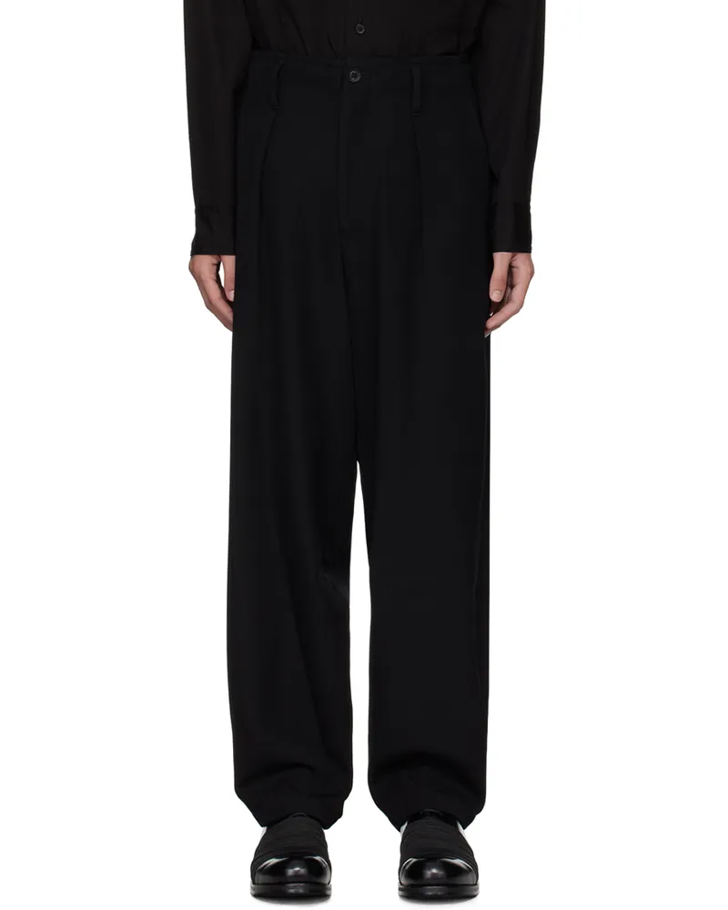 Yohji Yamamoto Black R-Back Loop Tab Trousers 1