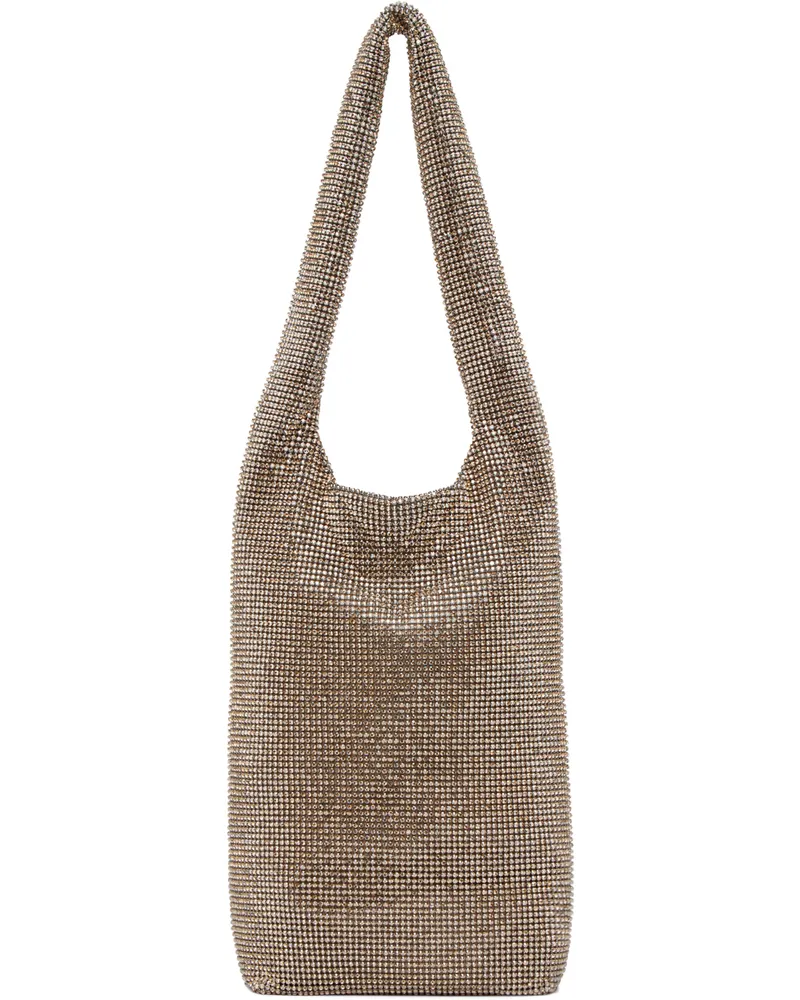 KARA Beige Crystal Mesh Wine Cooler Bag Ecru