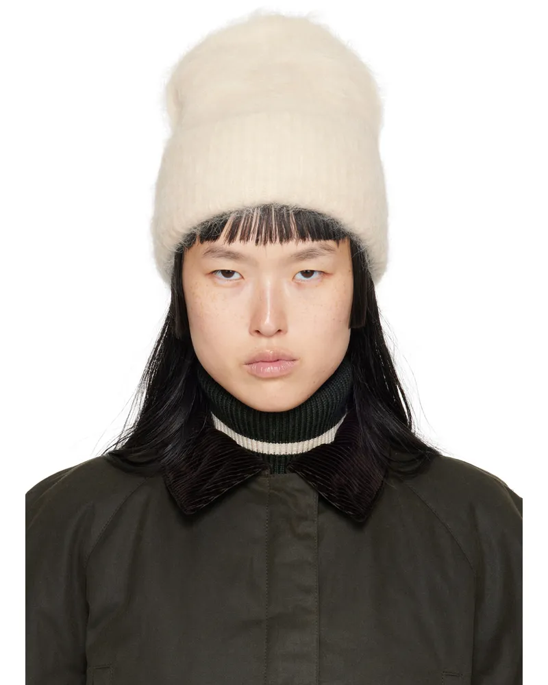 Totême Off-White Ribbed Beanie Stone