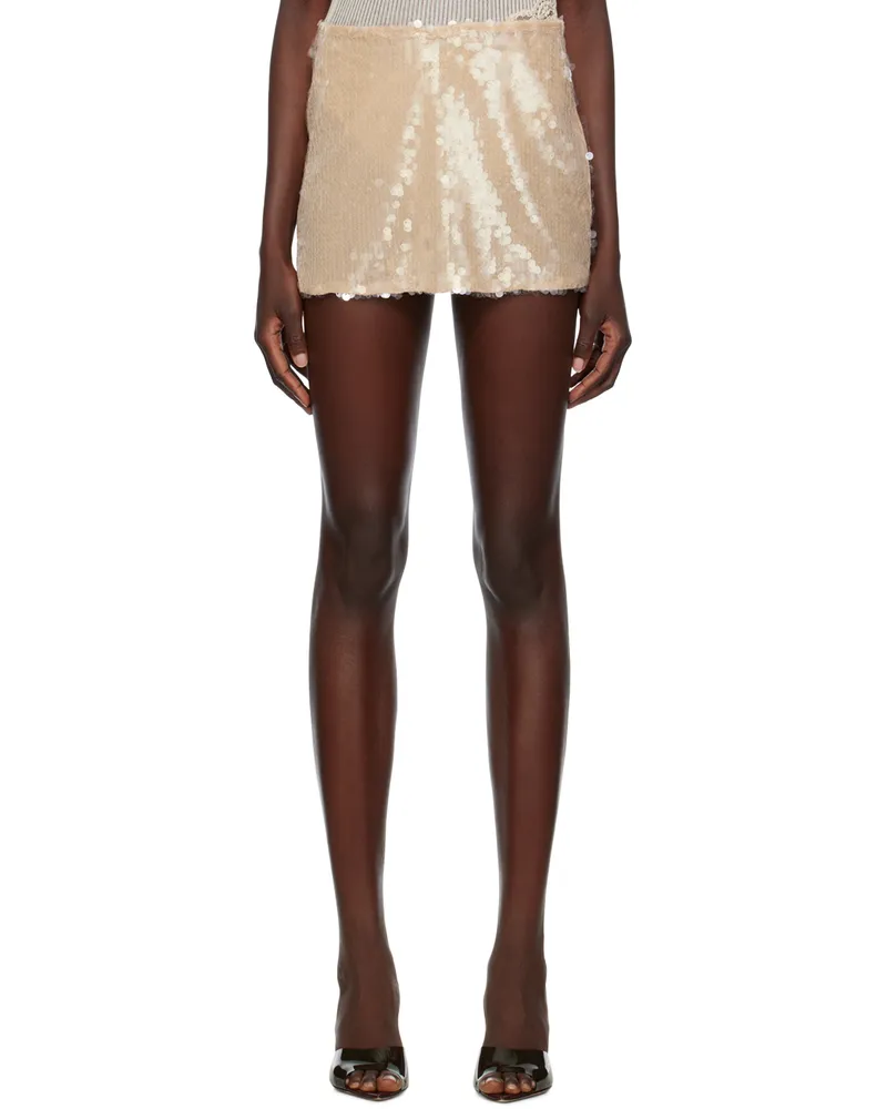 Kim Shui Beige Paillette Miniskirt Champagne