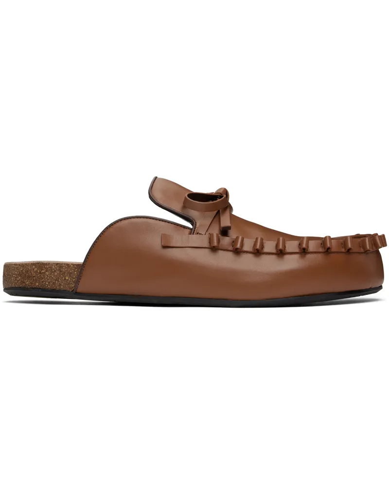 J.W.Anderson Tan Ruffle Slip-on Loafers 640