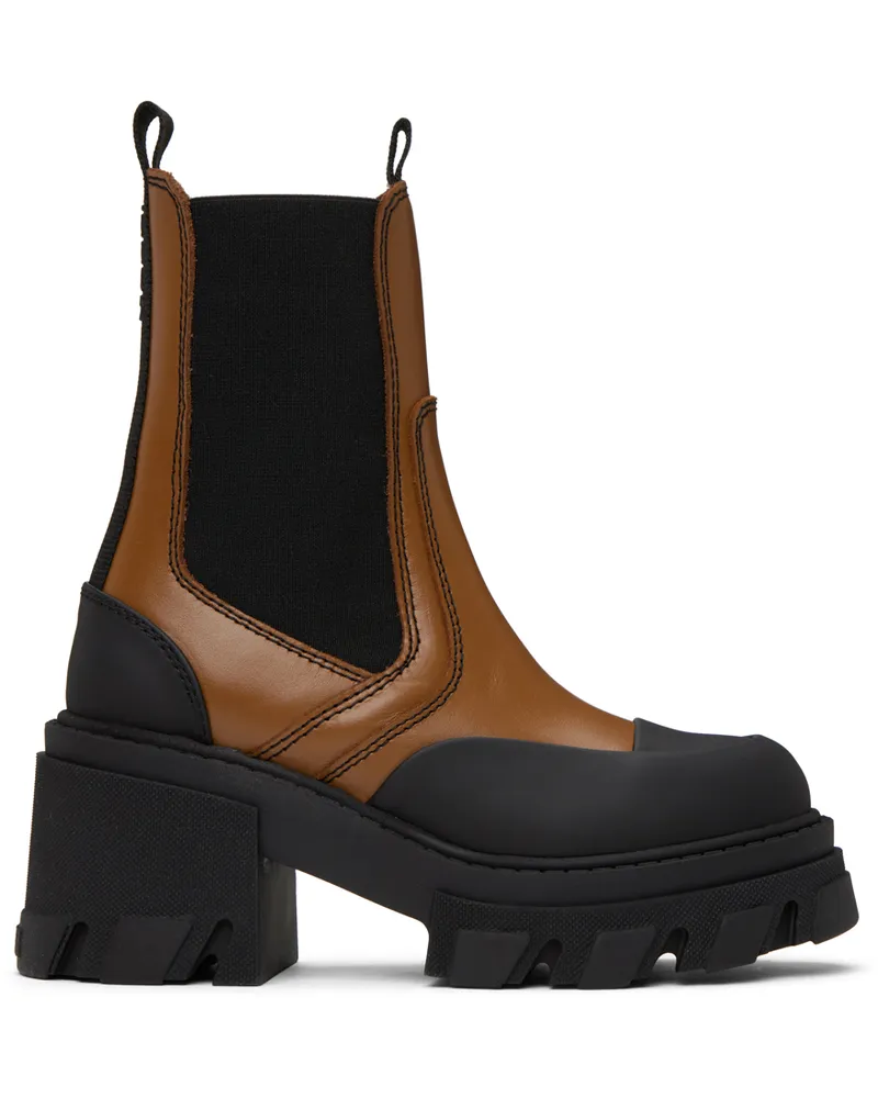 Ganni Brown Cleated Heeled Chelsea Boots 177