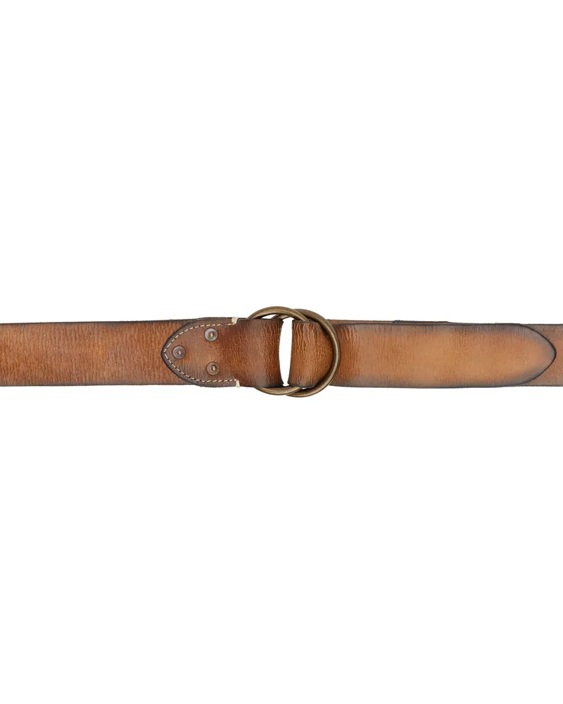 RRL Black Leather Double–O-Ring Belt Black