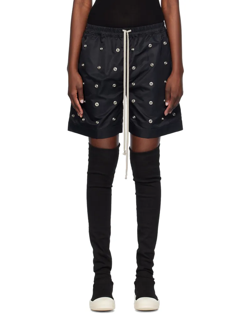 DRKSHDW by Rick Owens Black Press-Stud Shorts 09