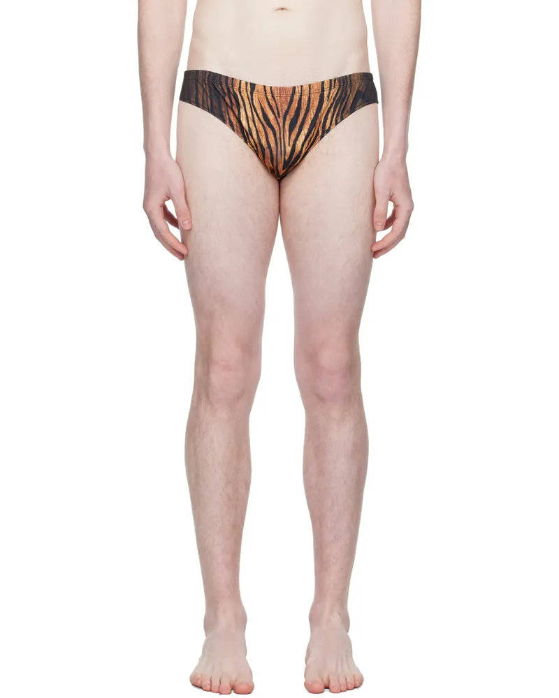Jean Paul Gaultier Brown 'The Wood' Swim Briefs 0060-black