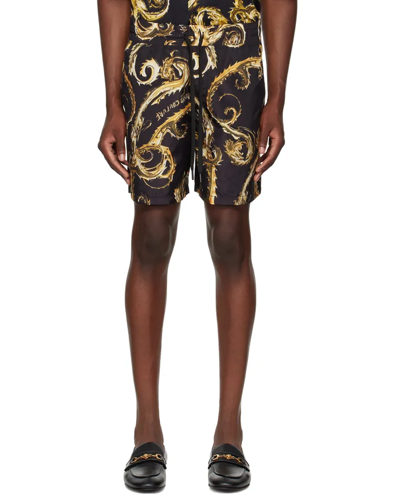 Versace Jeans Black Chromo Couture Shorts Eg89-black