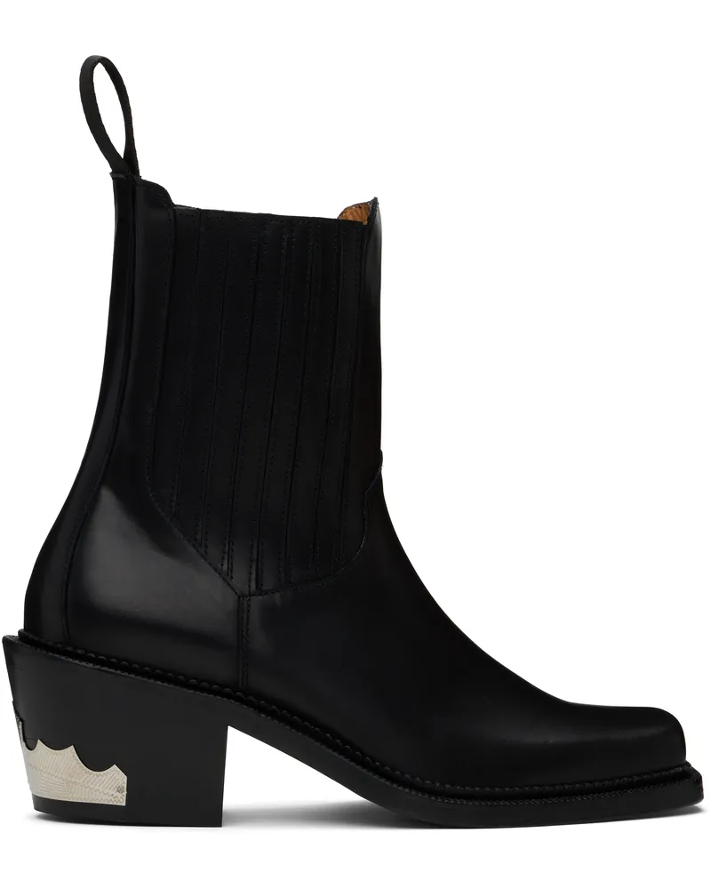 Toga Black Square Toe Chelsea Boots Black