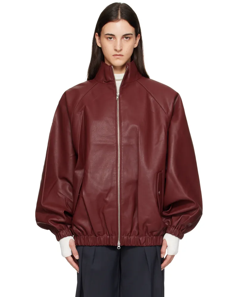 FRANKIE Shop Burgundy Senta Faux-Leather Bomber Jacket 711