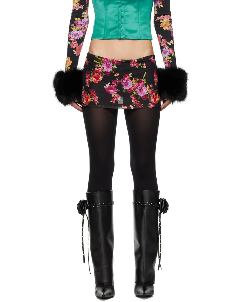 GUIZIO Black Floral Miniskirt Luna