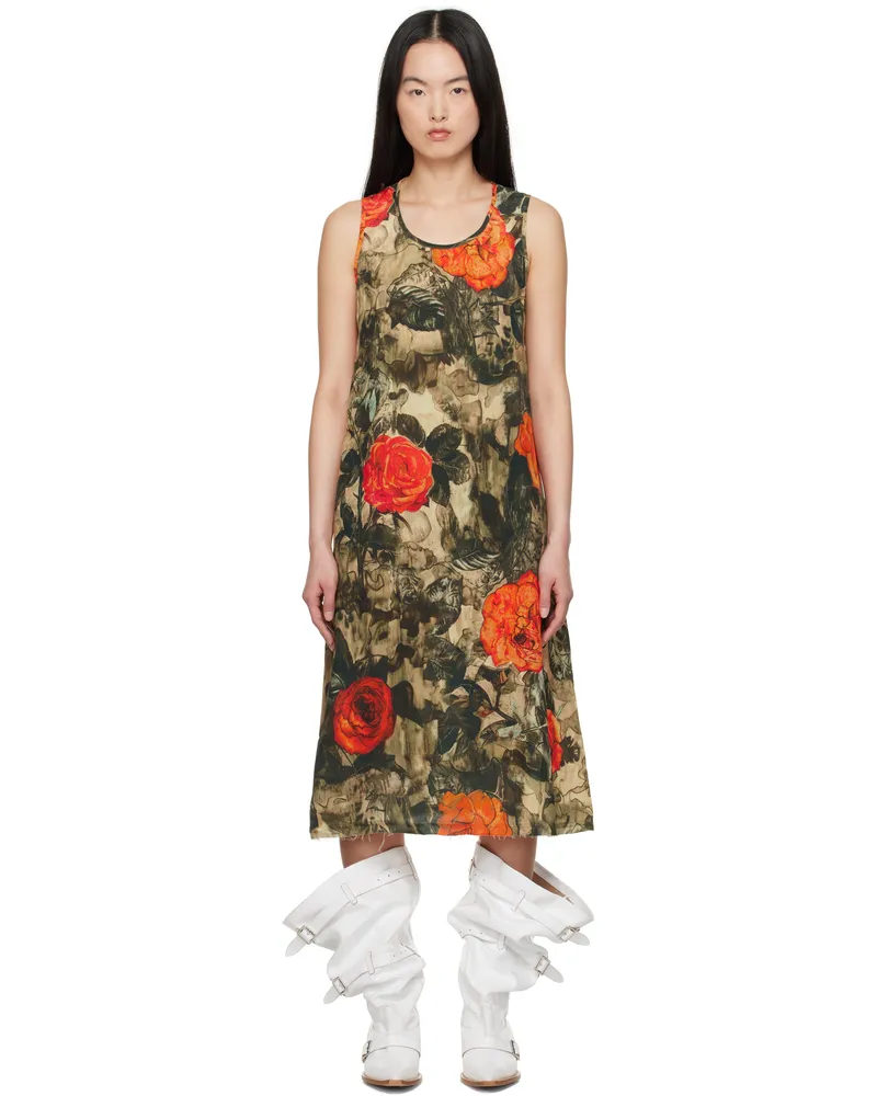 R13 Khaki Sleeveless Midi Dress Camo
