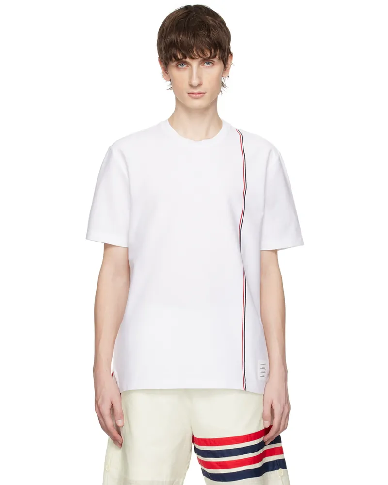 Thom Browne White Striped T-Shirt 100