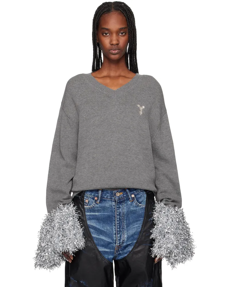 Doublet Gray Cheerleading Pompon Sweater Grey