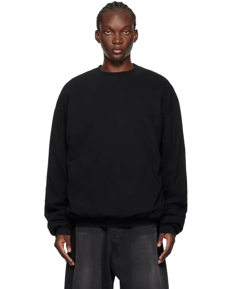 WE 11 DONE Black Padded Sweatshirt Black