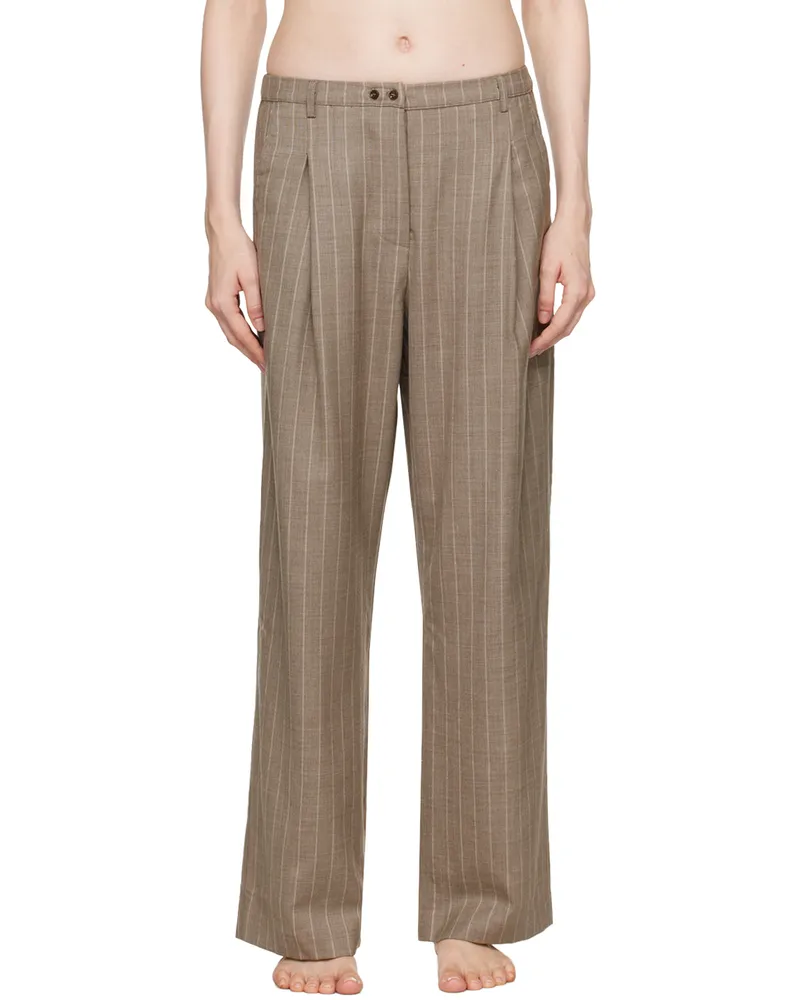 Deiji Studios Gray Twin Button Trousers Pinstripe