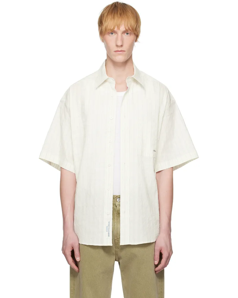 Wooyoungmi Off-White Stripe Short Sleeve Shirt Ivory824i